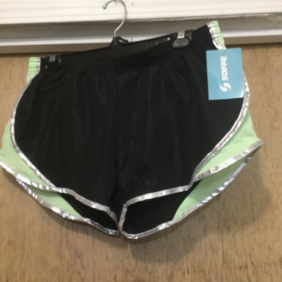 NWT Soffe Low rise lined black and green with silver trim size large - Picture 3 of 6